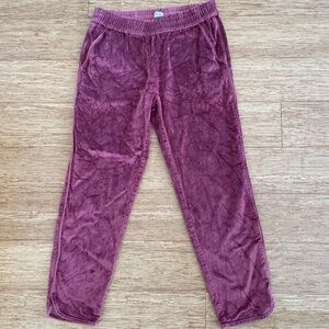 Madewell Burgundy Velour Cropped Joggers size xs